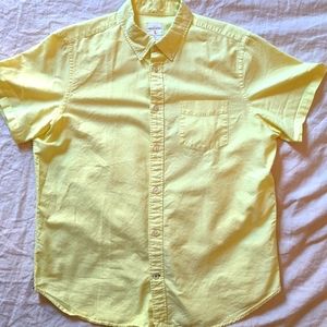 Gap Oxford Button Up Short Sleeve Large Yellow